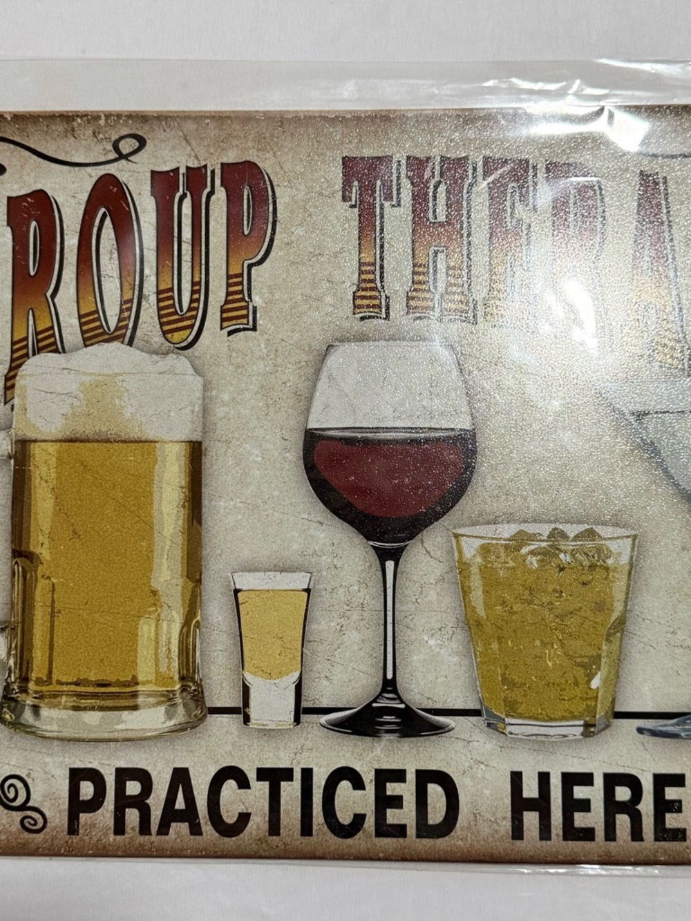 Group Therapy Alcohol Funny Rustic Vintage Metal Tin Signs Man Cave Garage - Picture 5 of 5